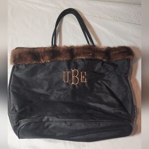 Murval Black Canvas Faux Fur Trim Monogram Tote Bag